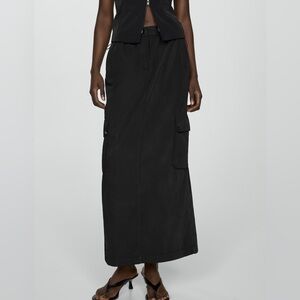MANGO Cargo Maxi Skirt, Size 6, Color Black